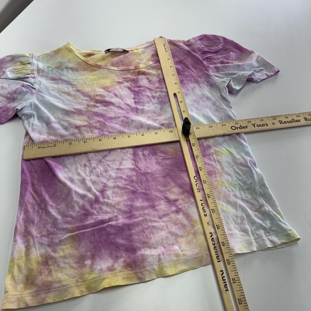 Zara Shirt Womens Medium Purple Tie Dye Puff Sleeve Boho Festival - Picture 8 of 8